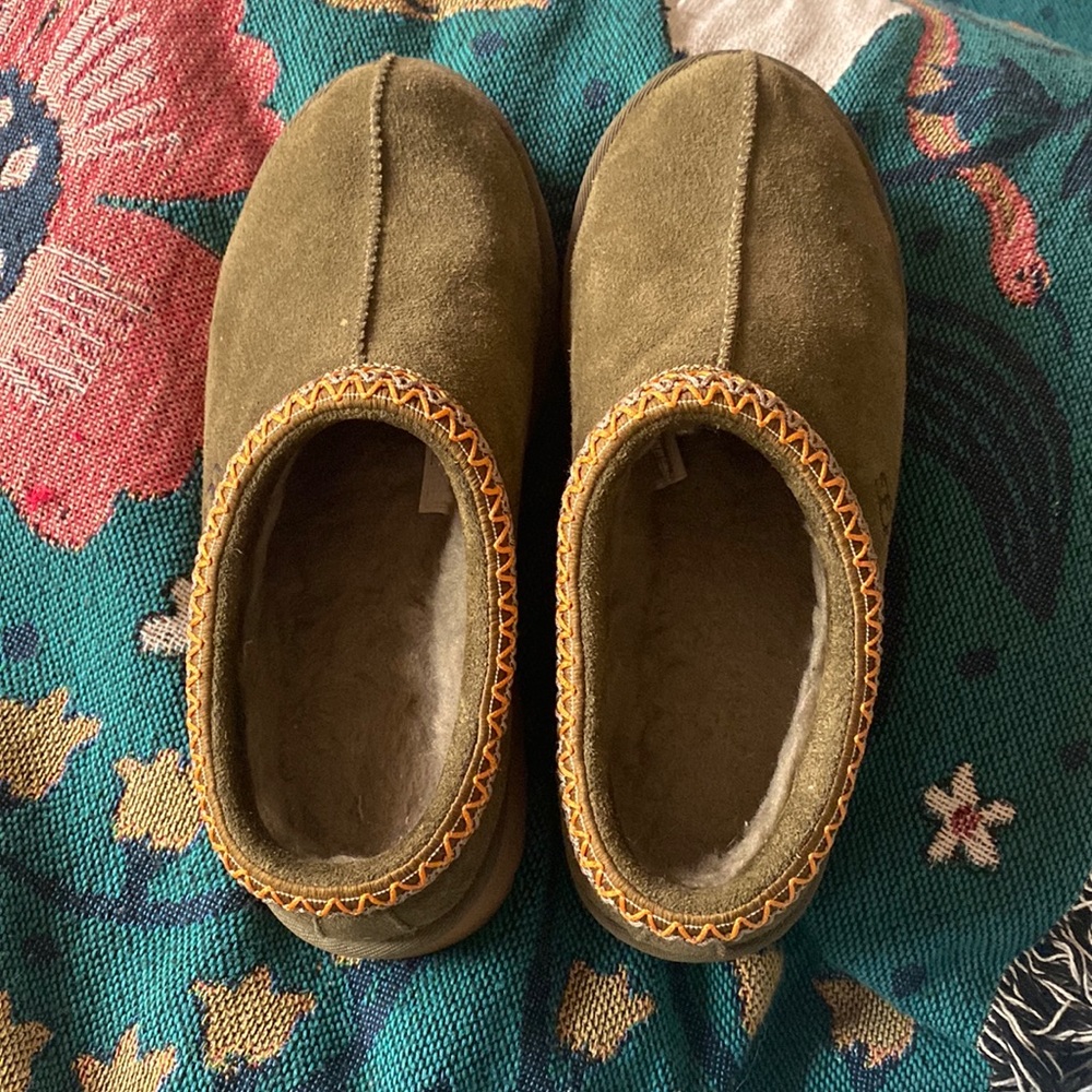 UGG Olive Green Slippers with Orange Trim